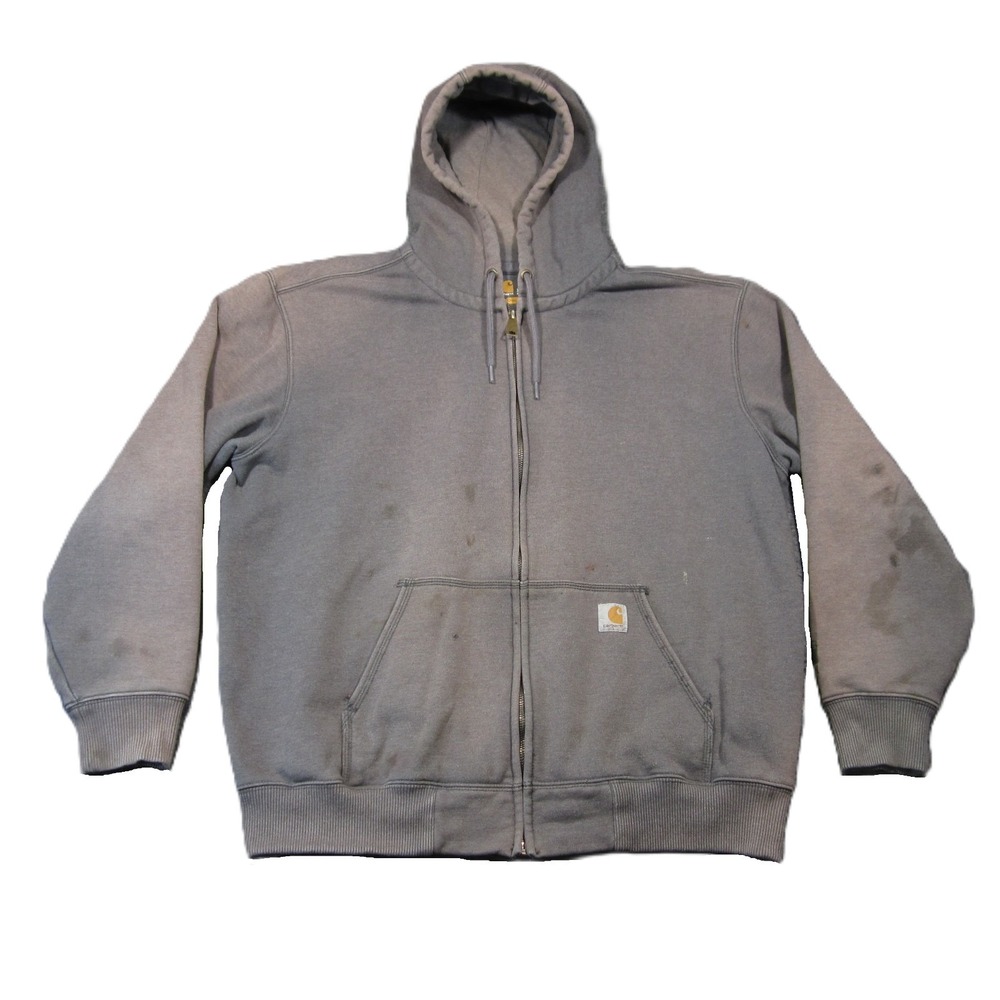 Carhartt 100614 Rain Defender Hoodie XL Gray Full Zip Rugged Sun‎ Faded Thrashed